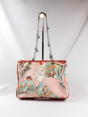 Blugirl Blumarine 2005 Pink Postcard Print Chain Tote