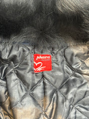 Phard 2000s Dark Denim Belted Moto Jacket with Detachable Fox Fur Collar - XS/S