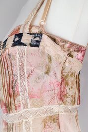 John Galliano Early 2000s Floral Lace Peasant Dress with Built-In Silk Bra – S