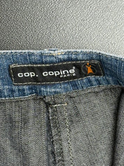 Cop Copine 2000s Grey Denim Logo Appliqué Asymmetric Mini Skirt - S
