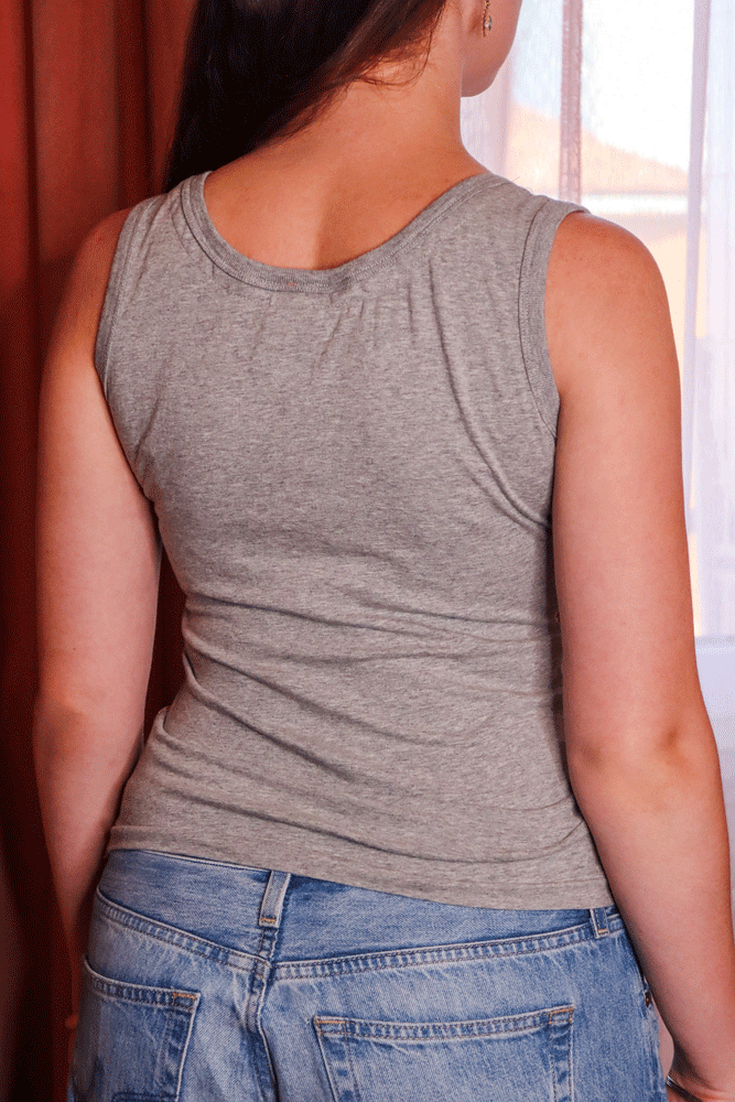 D&G by Dolce & Gabbana 2006 “I <3 D&G” Grey Tank with Velvet Trim