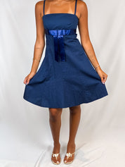 2000s Navy Cotton Babydoll Dress - S/M