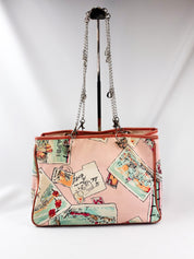 Blugirl Blumarine 2005 Pink Postcard Print Chain Tote