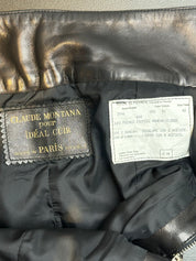 Claude Montana 1980s Black Lambskin Leather Zip Pocket Mini Skirt - S
