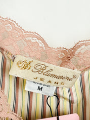 Blumarine Jeans 100% Silk Stripe Lace Trim Cami - M