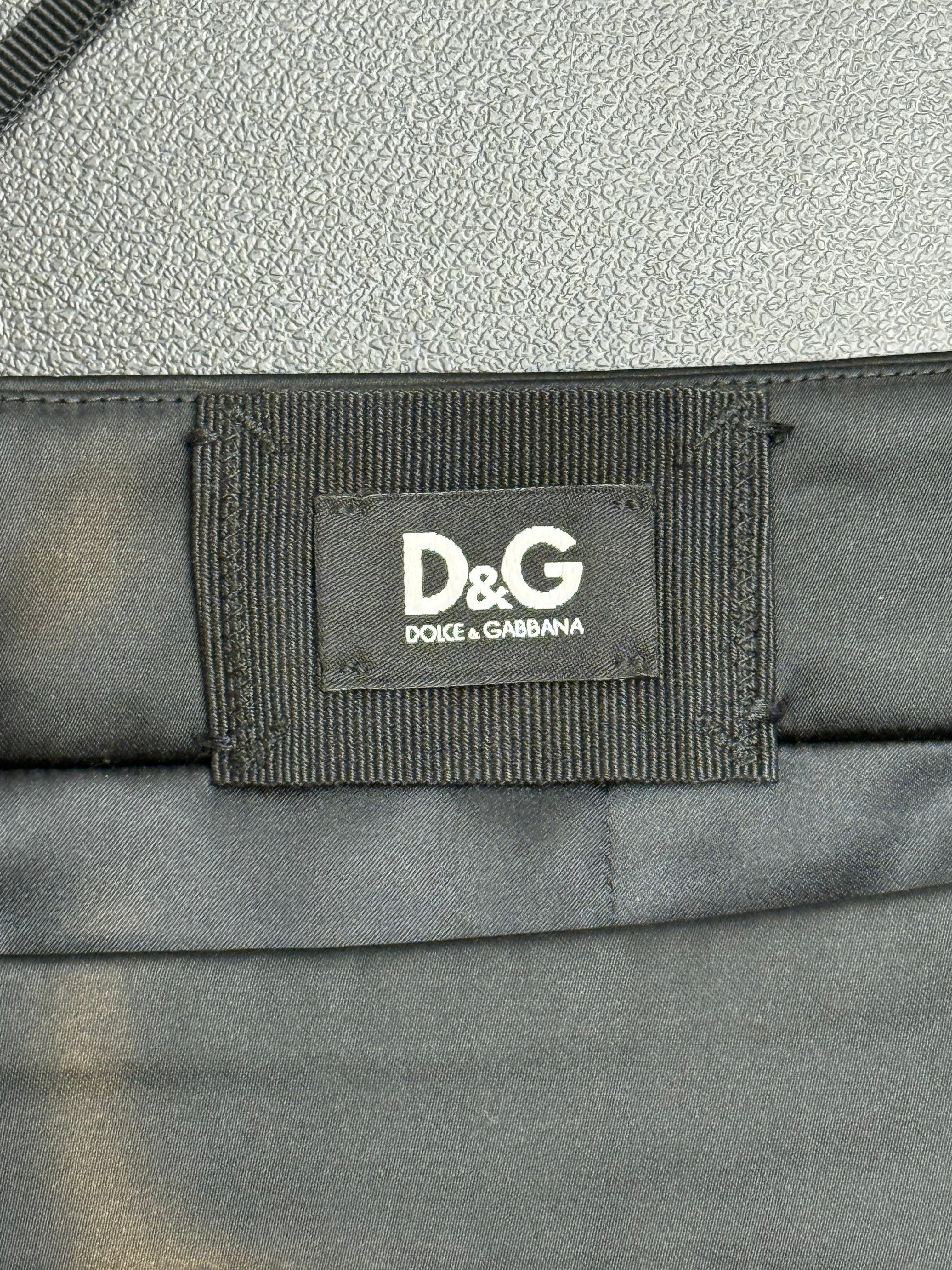 D&G 2000s Black Stretch Satin Pencil Skirt - S/M
