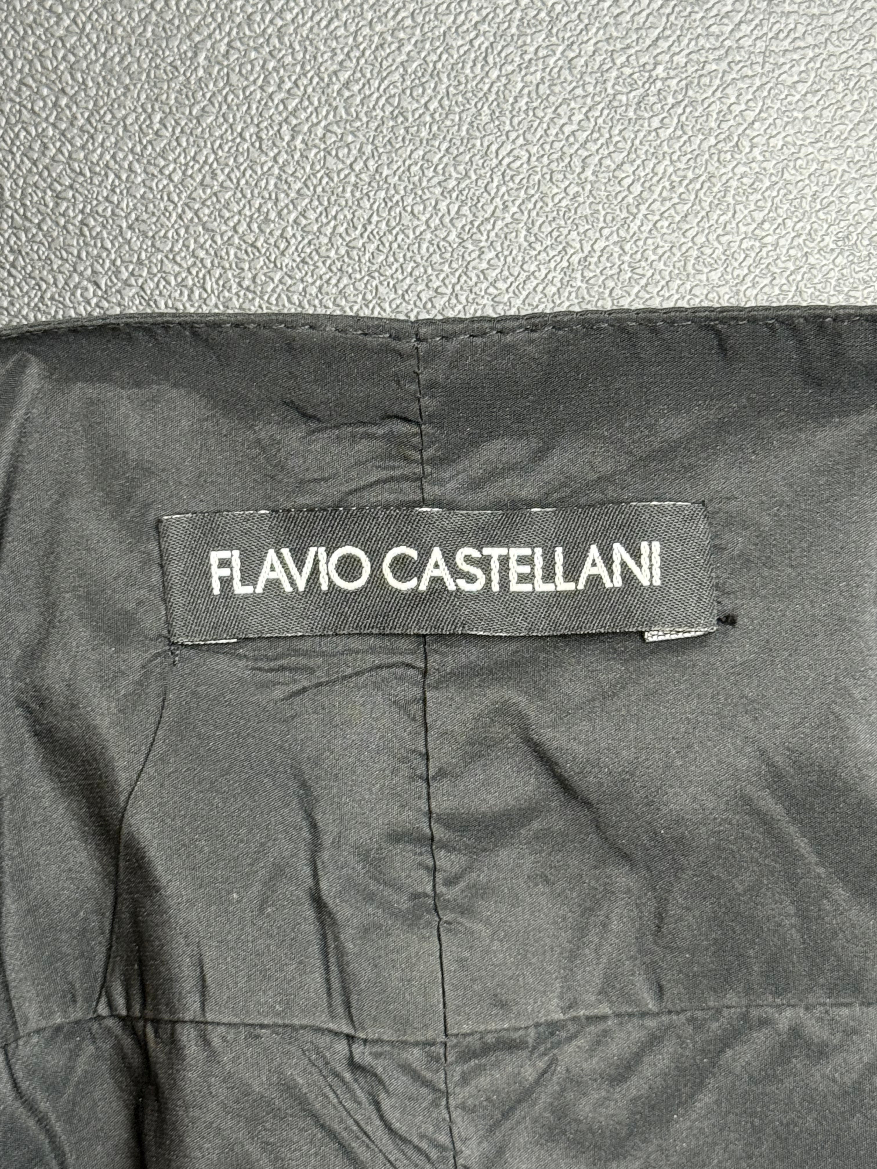 Flavio Castellani 2000s Black Taffeta Lace-Up Ruched Midi Dress - S