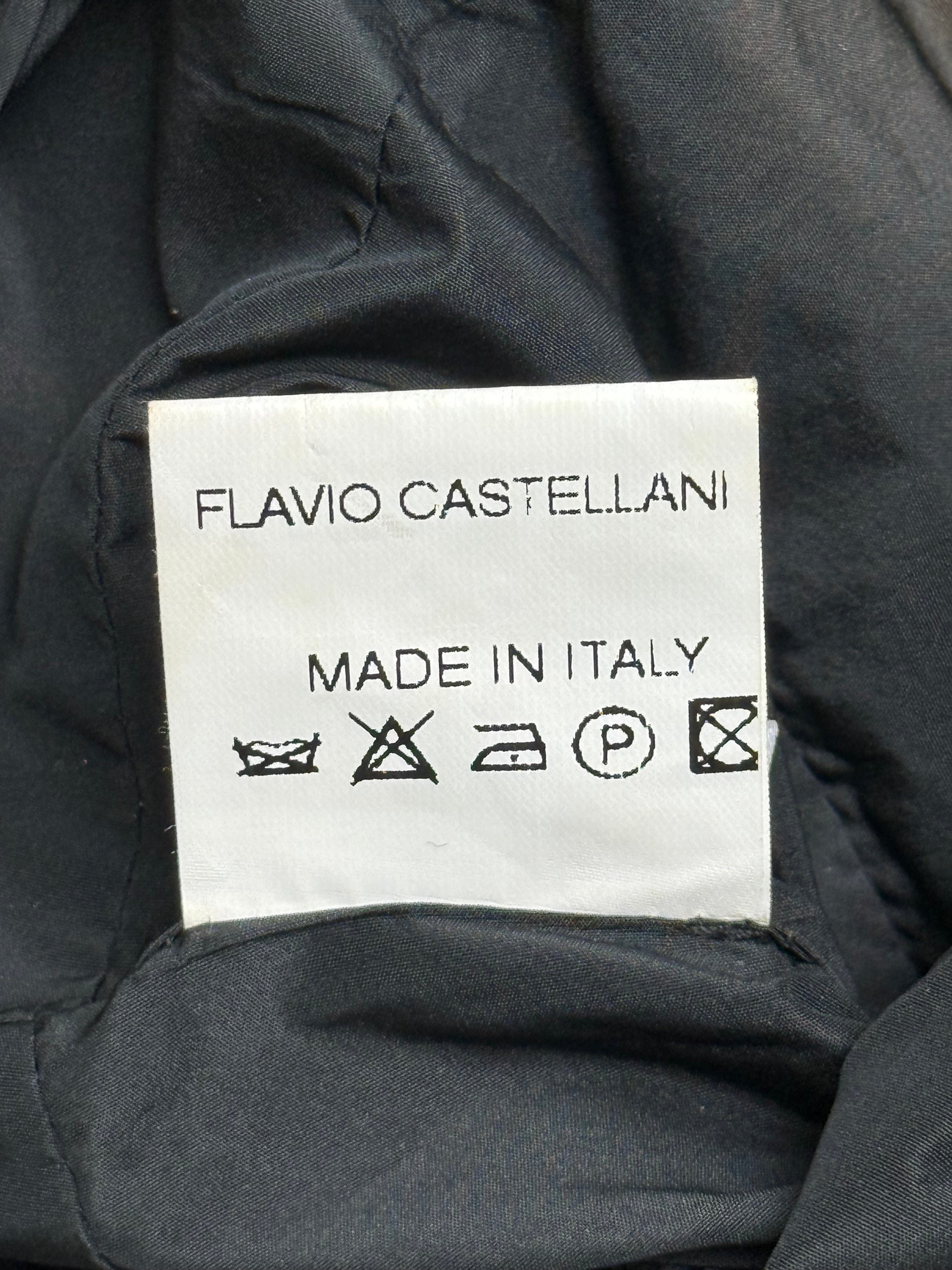 Flavio Castellani 2000s Black Taffeta Lace-Up Ruched Midi Dress - S