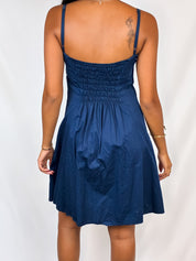 2000s Navy Cotton Babydoll Dress - S/M