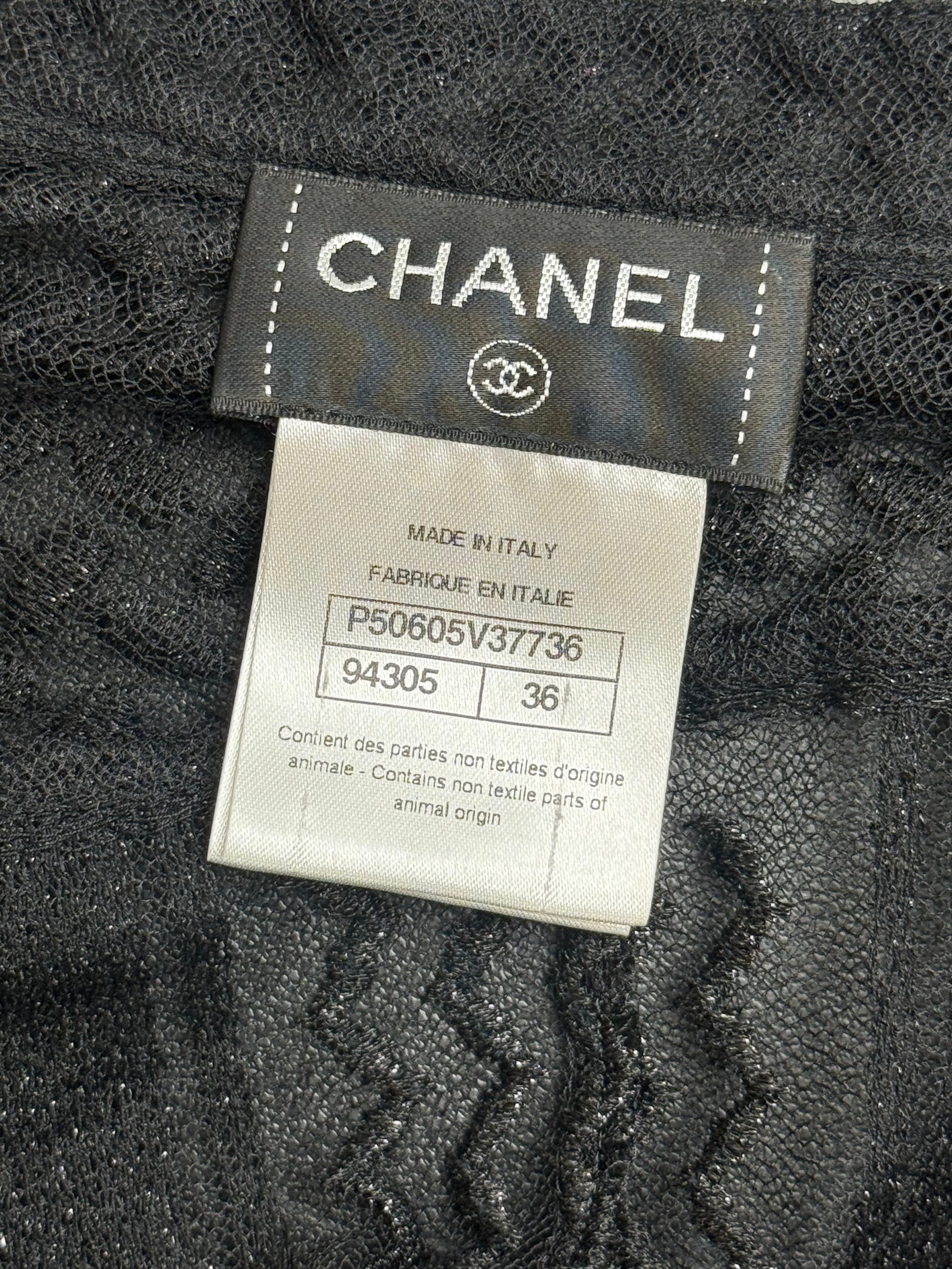 Chanel Cruise 2015 Runway Black Metallic Keffiyeh Lace Jumpsuit with Slip - S