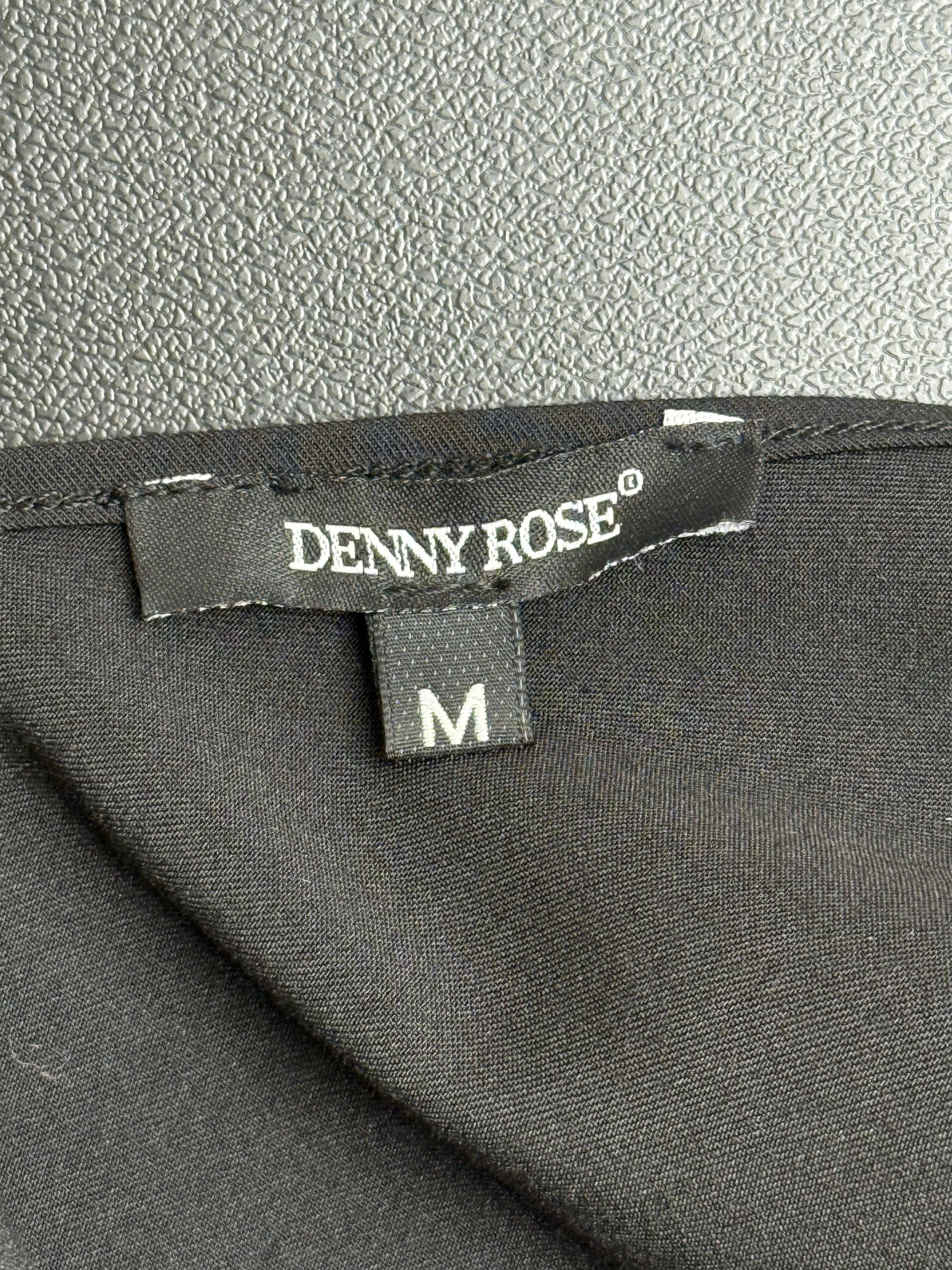 Denny Rose 2000s Black Fringe V-Back Tank Top - S/M