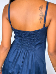 2000s Navy Cotton Babydoll Dress - S/M