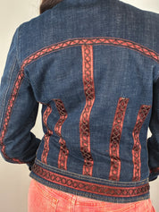 Roccobarocco 2000s Denim Fur Trim Jacket - S