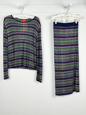 Bazar de Christian Lacroix Multicolor Stripe Knit Top & Skirt Set - S/M