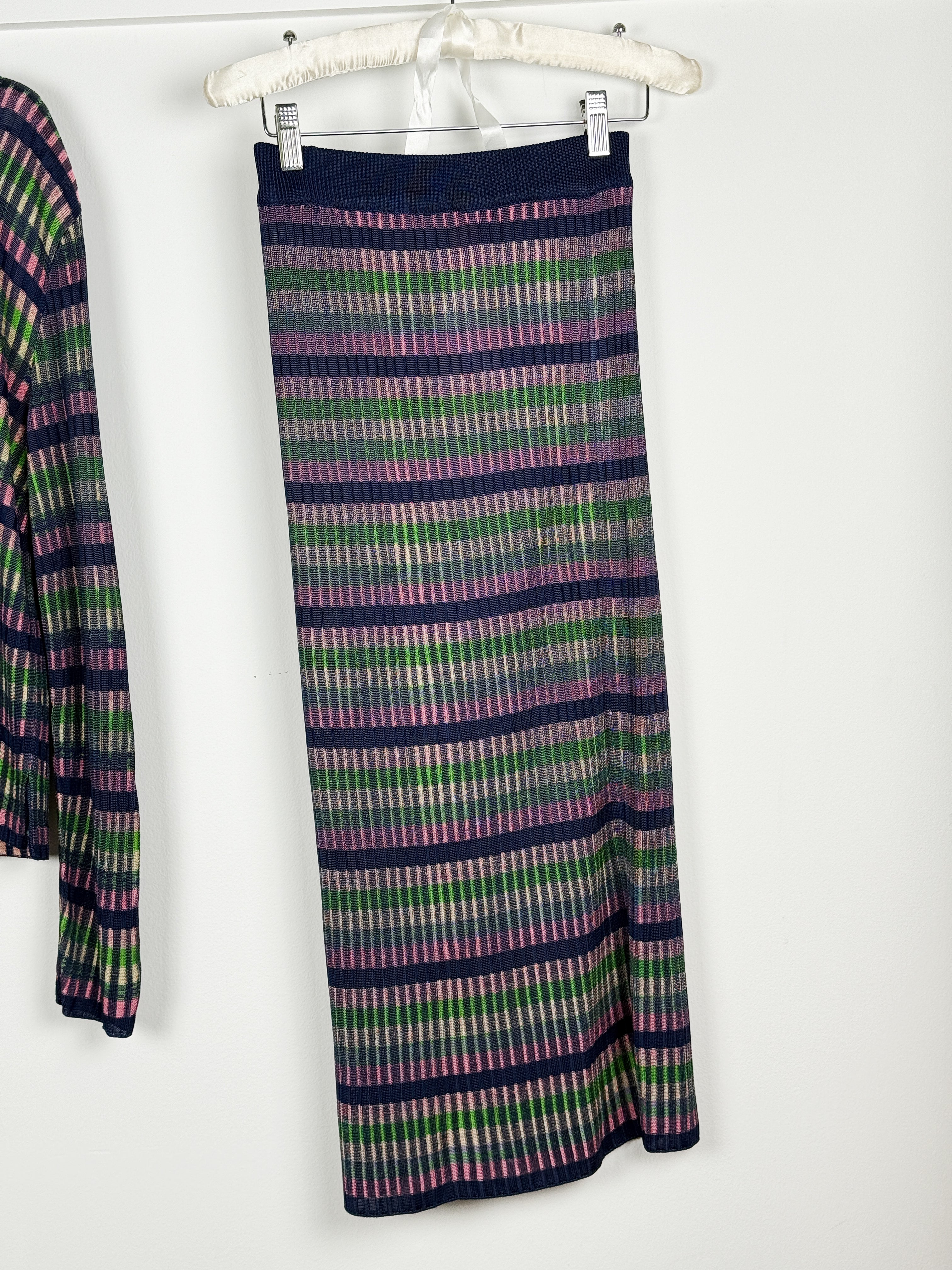 Bazar de Christian Lacroix Multicolor Stripe Knit Top & Skirt Set - S/M