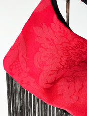 Handmade in Italy Crimson Brocade Fringe Knotted Mini Bag