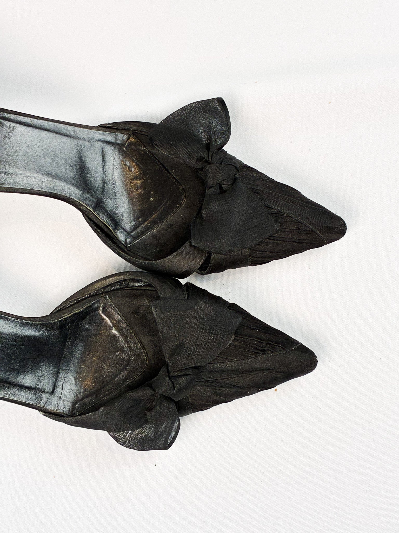 Delman 2000s Black Bow Pointed Toe Mules - 7.5