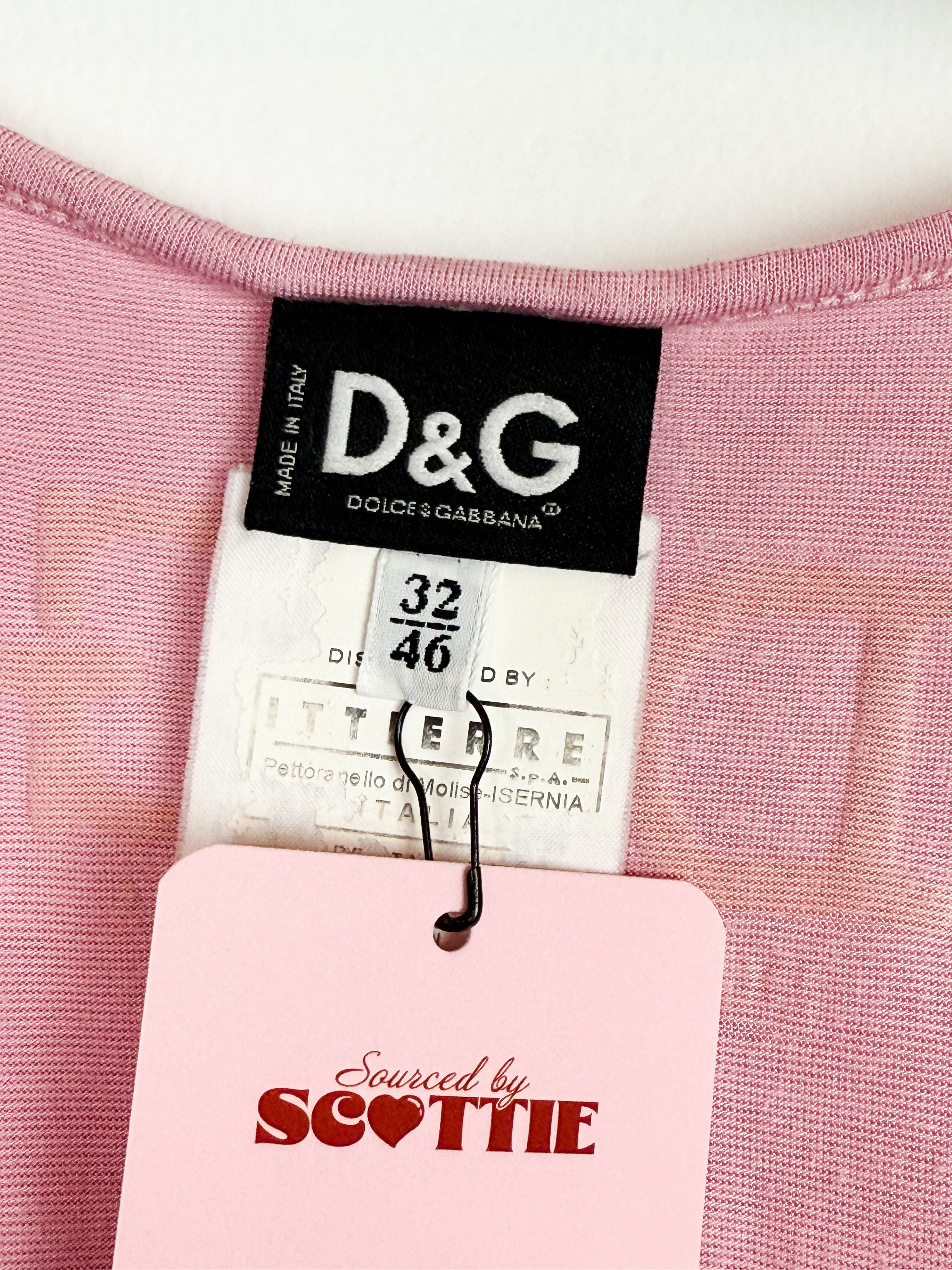 D&G Dolce & Gabbana Pink Gold Sequin "TRASH" Tank Top - M