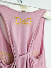 D&G Dolce & Gabbana Pink Gold Sequin "TRASH" Tank Top - M