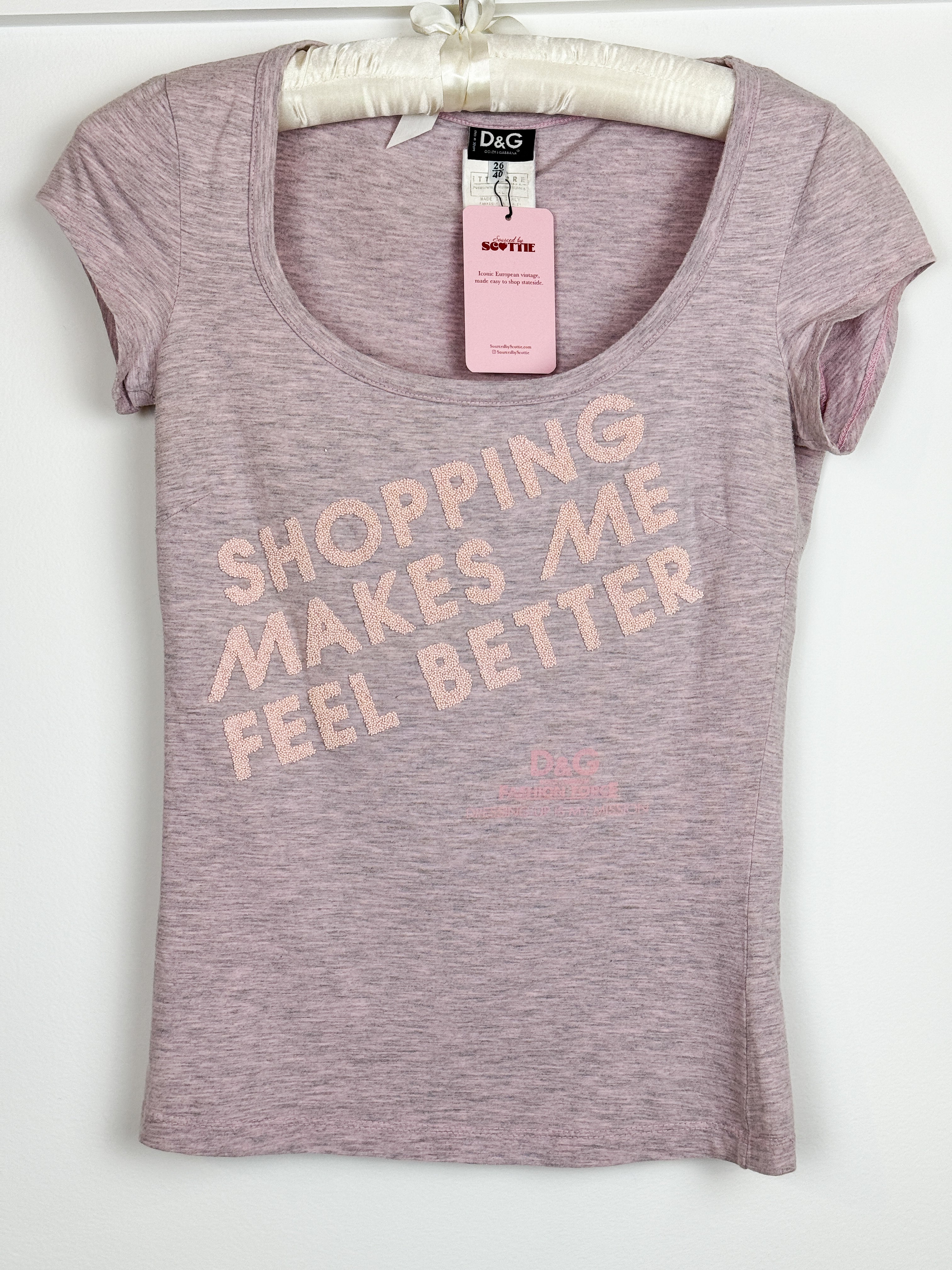 D&G Dolce & Gabbana "Shopping Makes Me Feel Better" Graphic Tee - S