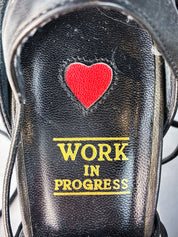 Work in Progress 2000s Black Leather Lace-Up Pointed Toe Heels - EU 36