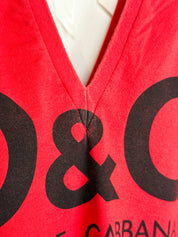 D&G Dolce & Gabbana Red Logo Lace Print Tank Top - M