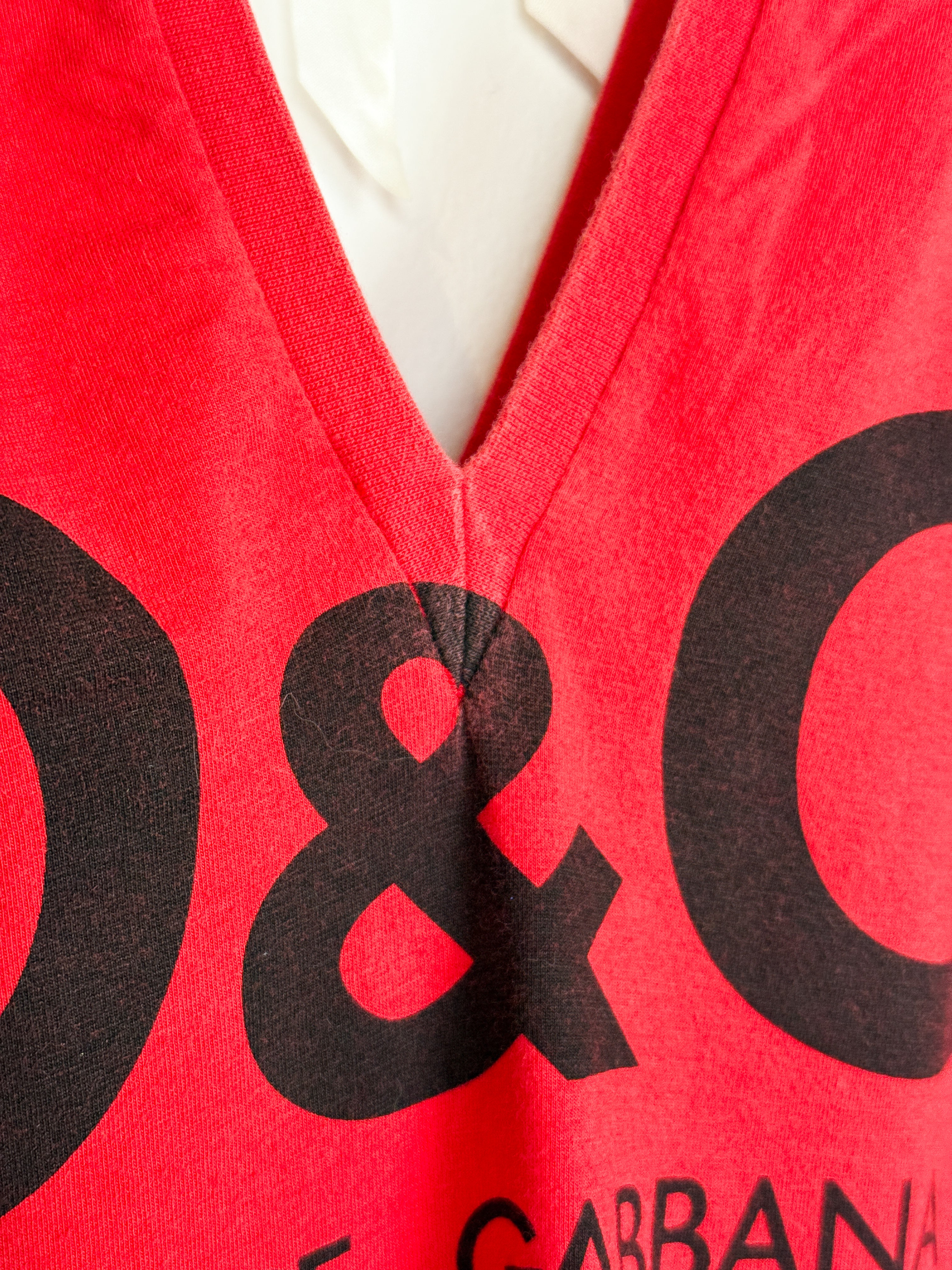 D&G Dolce & Gabbana Red Logo Lace Print Tank Top - M