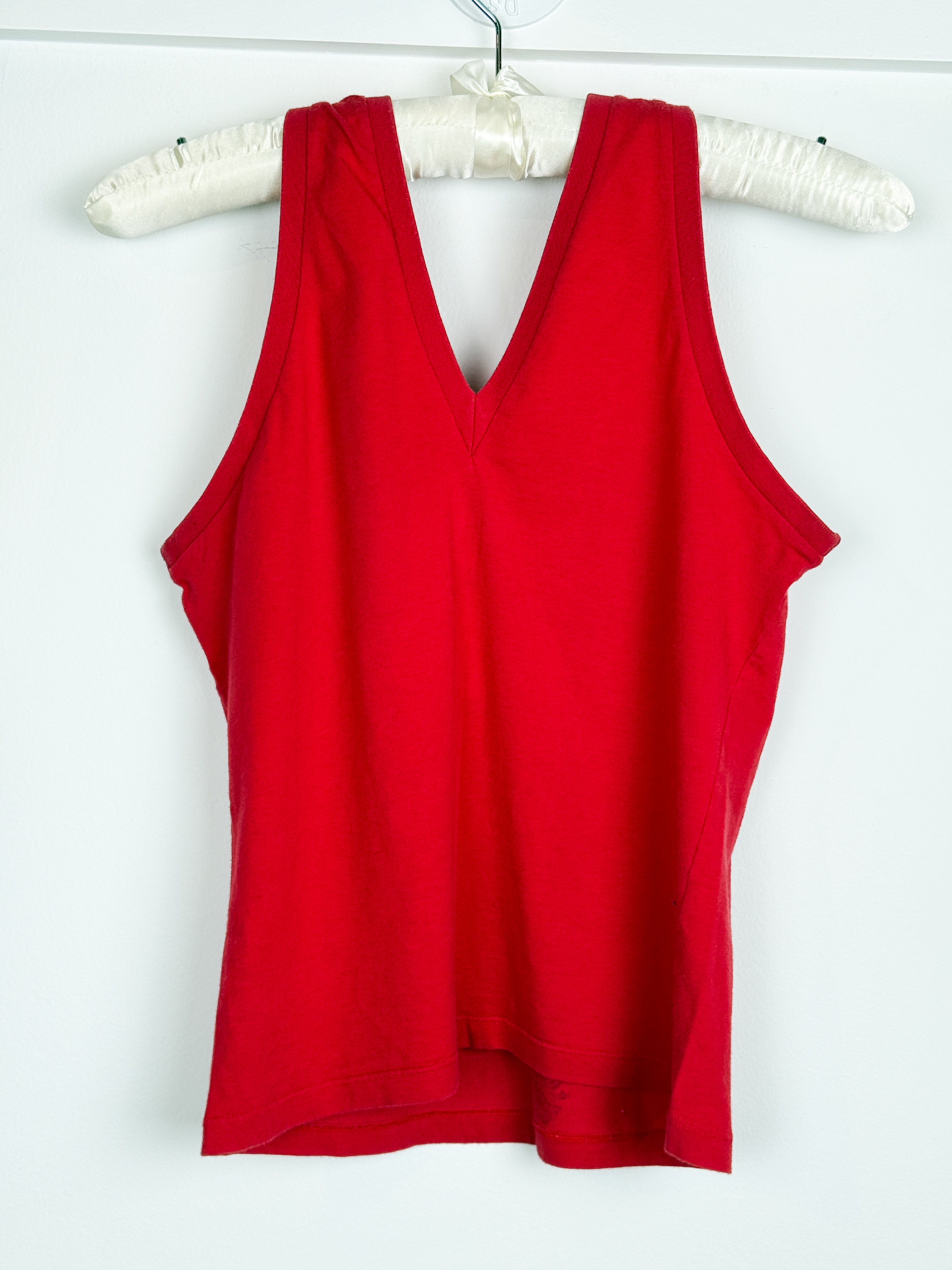 D&G Dolce & Gabbana Red Logo Lace Print Tank Top - M