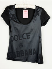 Dolce & Gabbana Underwear Black Satin Logo Panel Tee - M/L