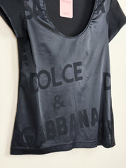 Dolce & Gabbana Underwear Black Satin Logo Panel Tee - M/L