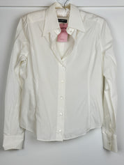 Dolce & Gabbana Cream Cotton Fitted Button-Down Shirt - S/M