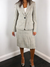 1990s Grey Plaid Blazer and Skirt Set - XS/S