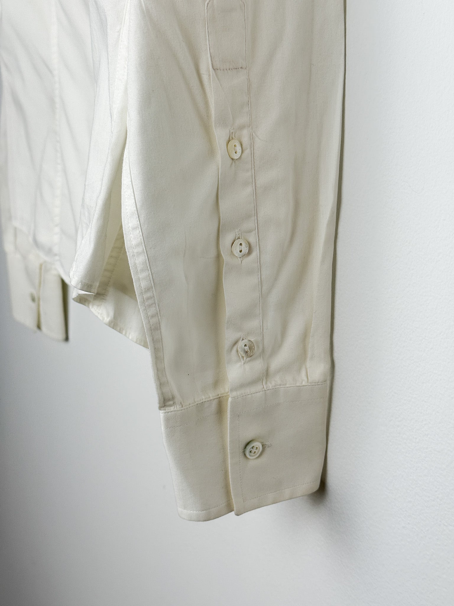Dolce & Gabbana Cream Cotton Fitted Button-Down Shirt - S/M