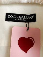 Dolce & Gabbana Cream Cotton Fitted Button-Down Shirt - S/M