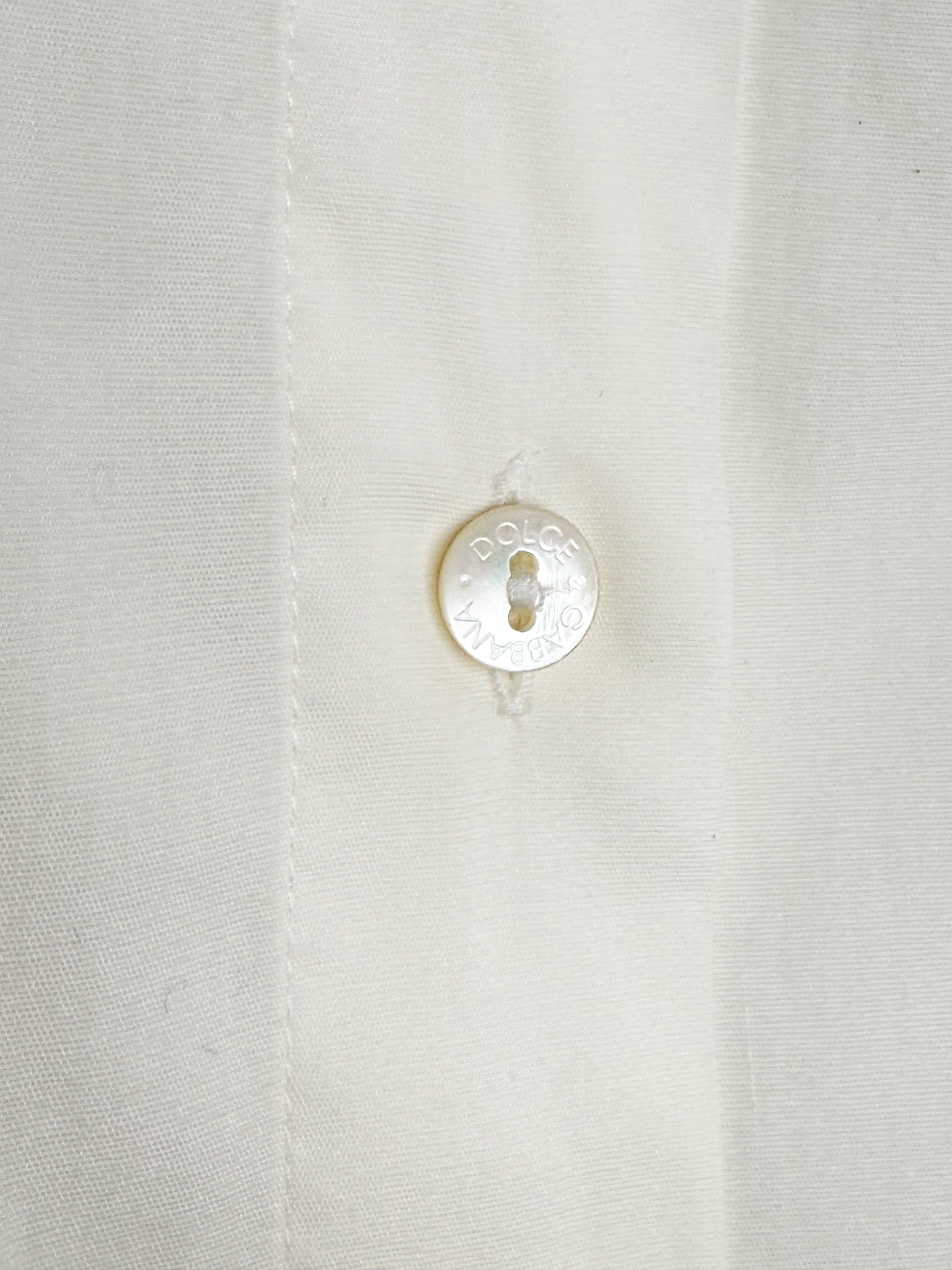 Dolce & Gabbana Cream Cotton Fitted Button-Down Shirt - S/M