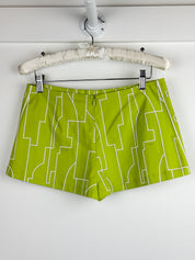 Emilio Pucci Firenze Lime Green Geometric Print Mini Shorts - S