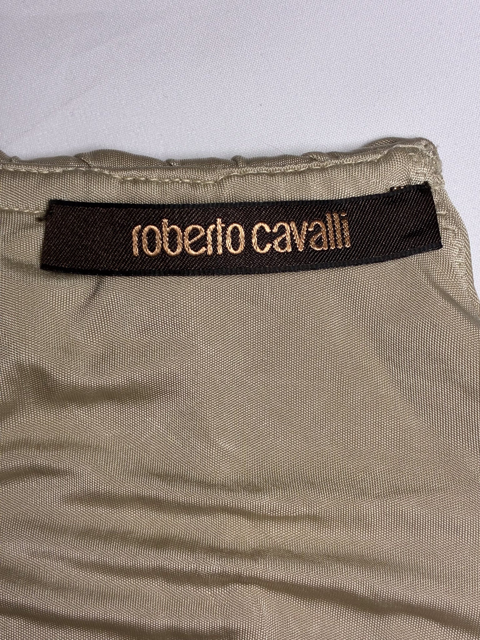 Roberto Cavalli 2000s Light Gold Snake Clasp One-Shoulder Top - XS/S