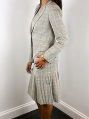 1990s Grey Plaid Blazer and Skirt Set - XS/S