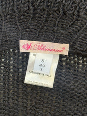 Blumarine 2000s Black Wool Ruffle Collar Tie-Front Cardigan - S/M