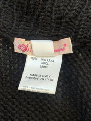 Blumarine 2000s Black Wool Ruffle Collar Tie-Front Cardigan - S/M