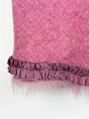 Ermanno Scervino 2000s Pink Wool Tweed Fur Trim Cami Top - M
