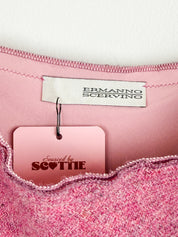 Ermanno Scervino 2000s Pink Wool Tweed Fur Trim Cami Top - M