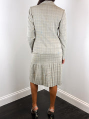 1990s Grey Plaid Blazer and Skirt Set - XS/S