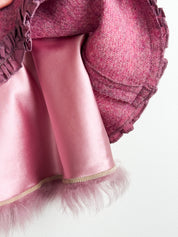 Ermanno Scervino 2000s Pink Wool Tweed Fur Trim Cami Top - M