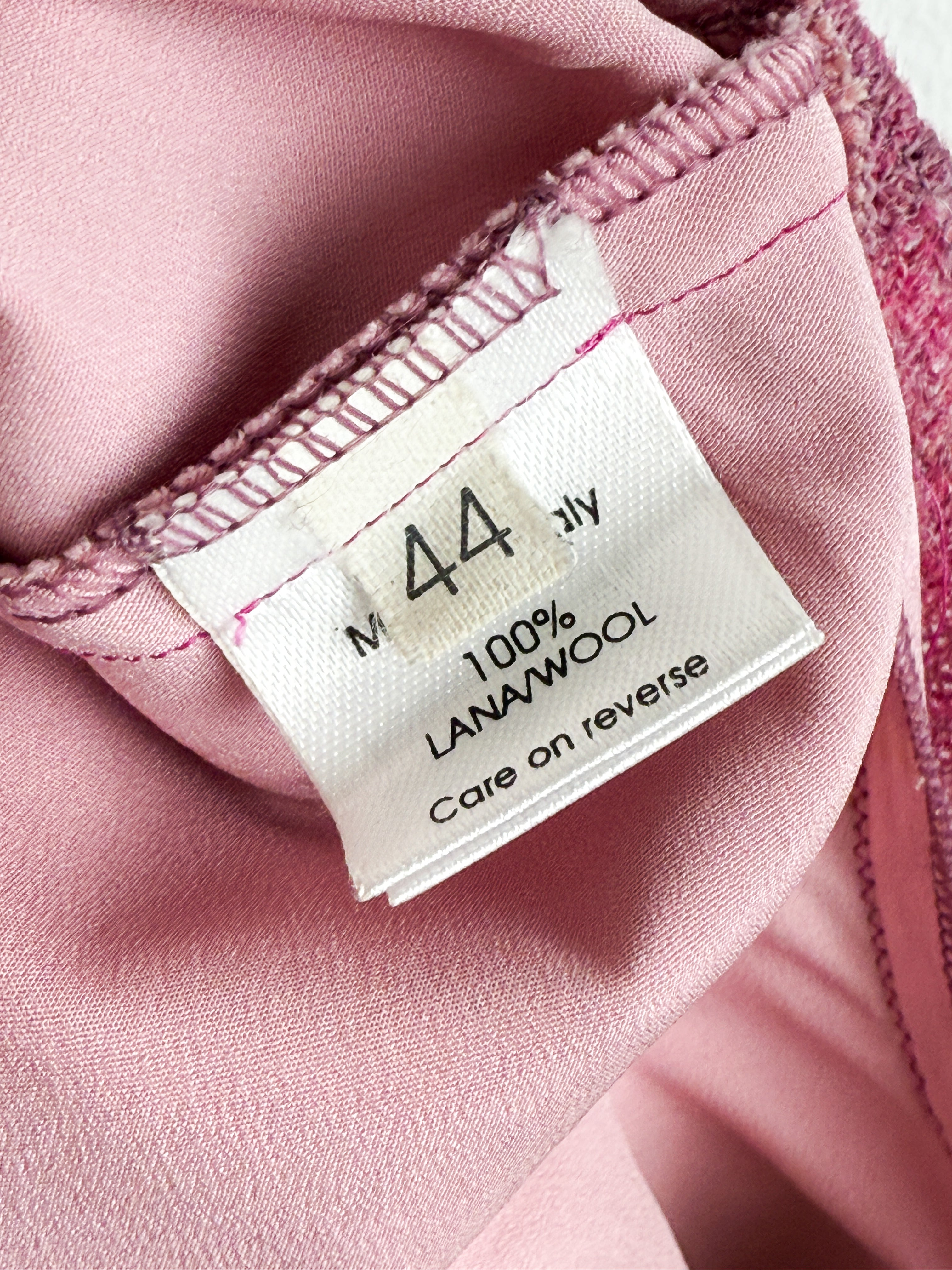 Ermanno Scervino 2000s Pink Wool Tweed Fur Trim Cami Top - M