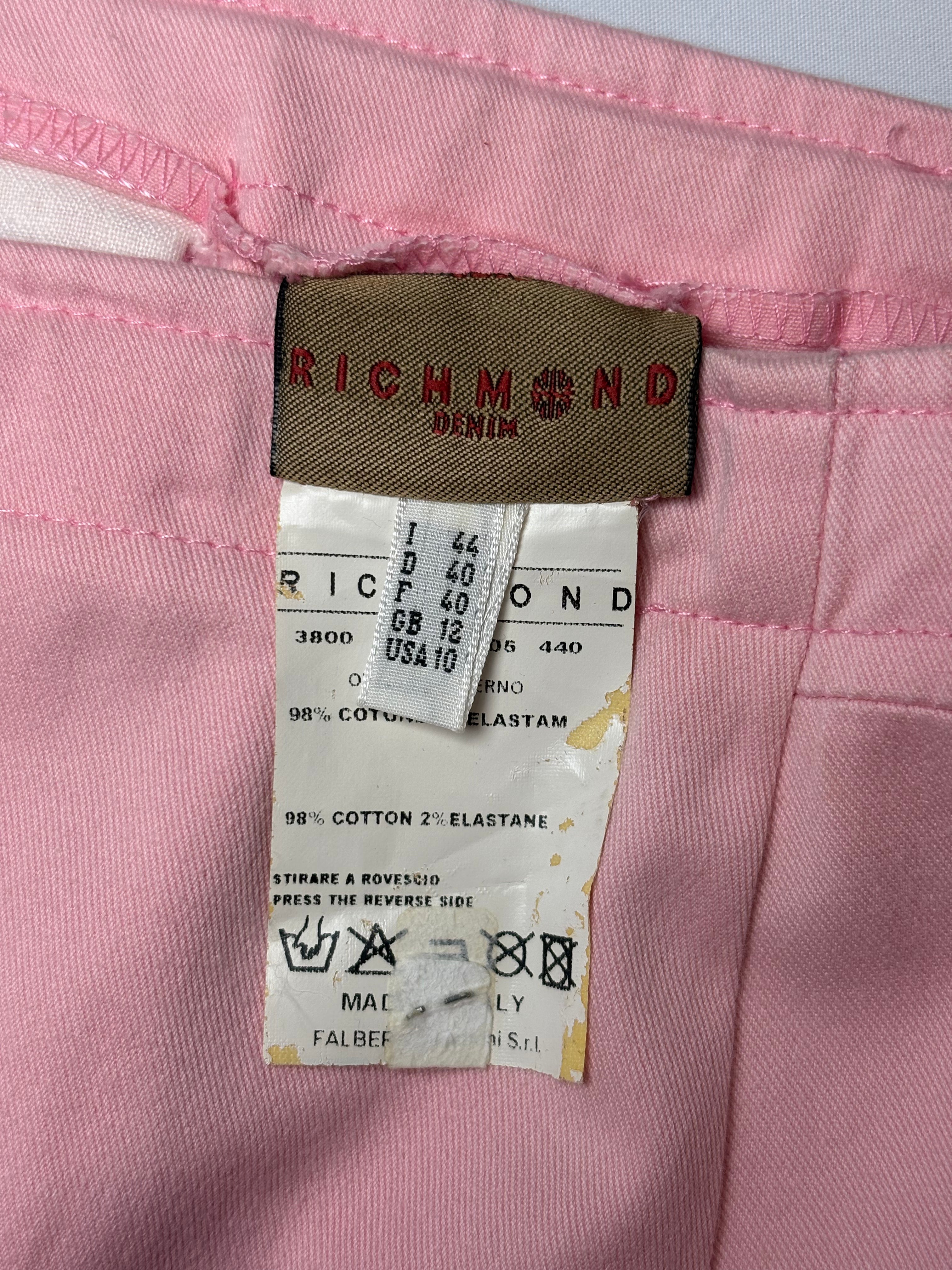 Richmond Denim 2000s Pink Zip-Pocket A-Line Midi Skirt - M