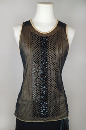 Freedom Roberto Cavalli Black Sequin Mesh Tank – S