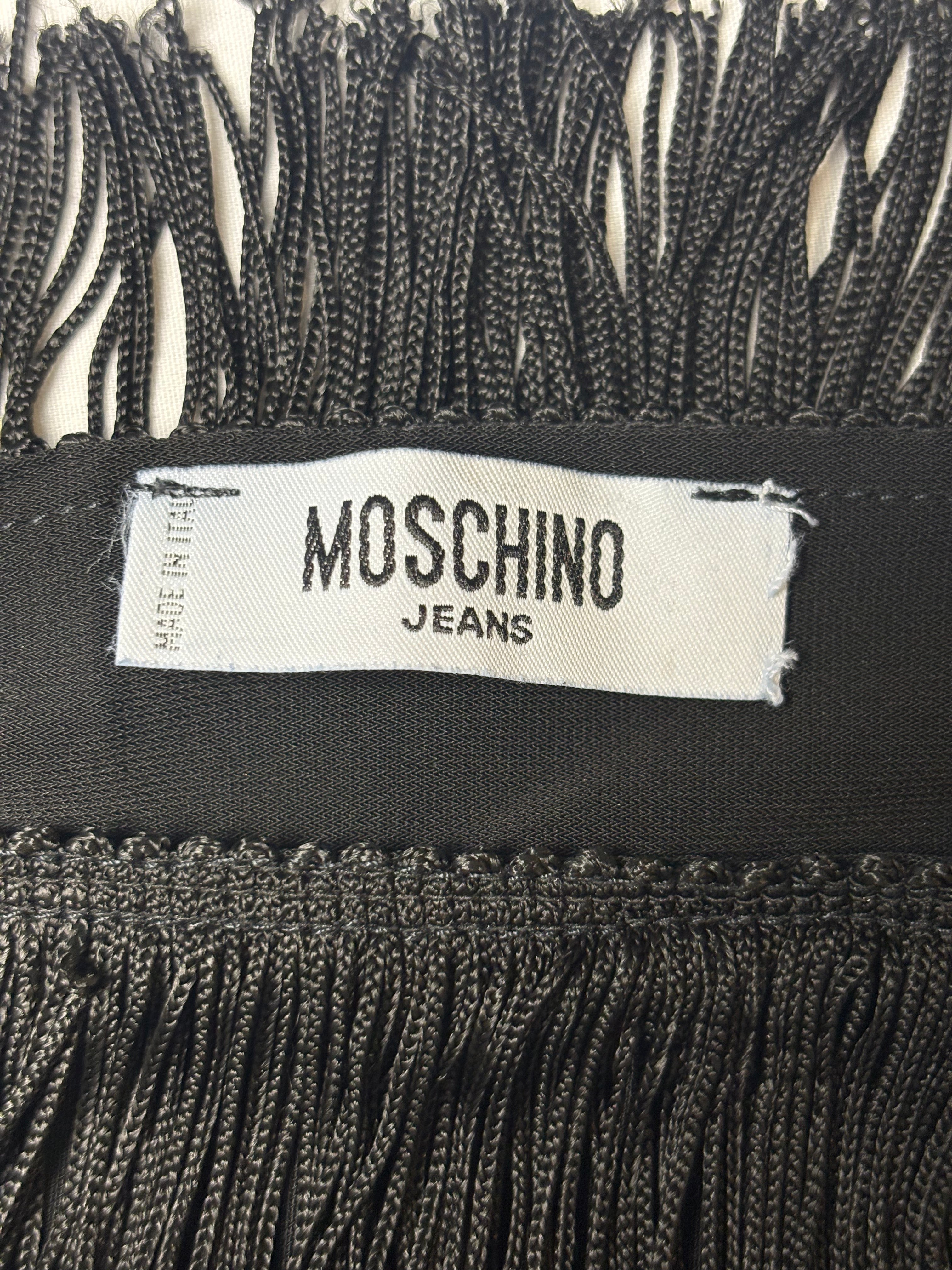 Moschino 2000s Black Tiered Fringe Mini Skirt - M/L