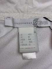 Just Cavalli 2000s White Rhinestone Logo Zip Hoodie - S