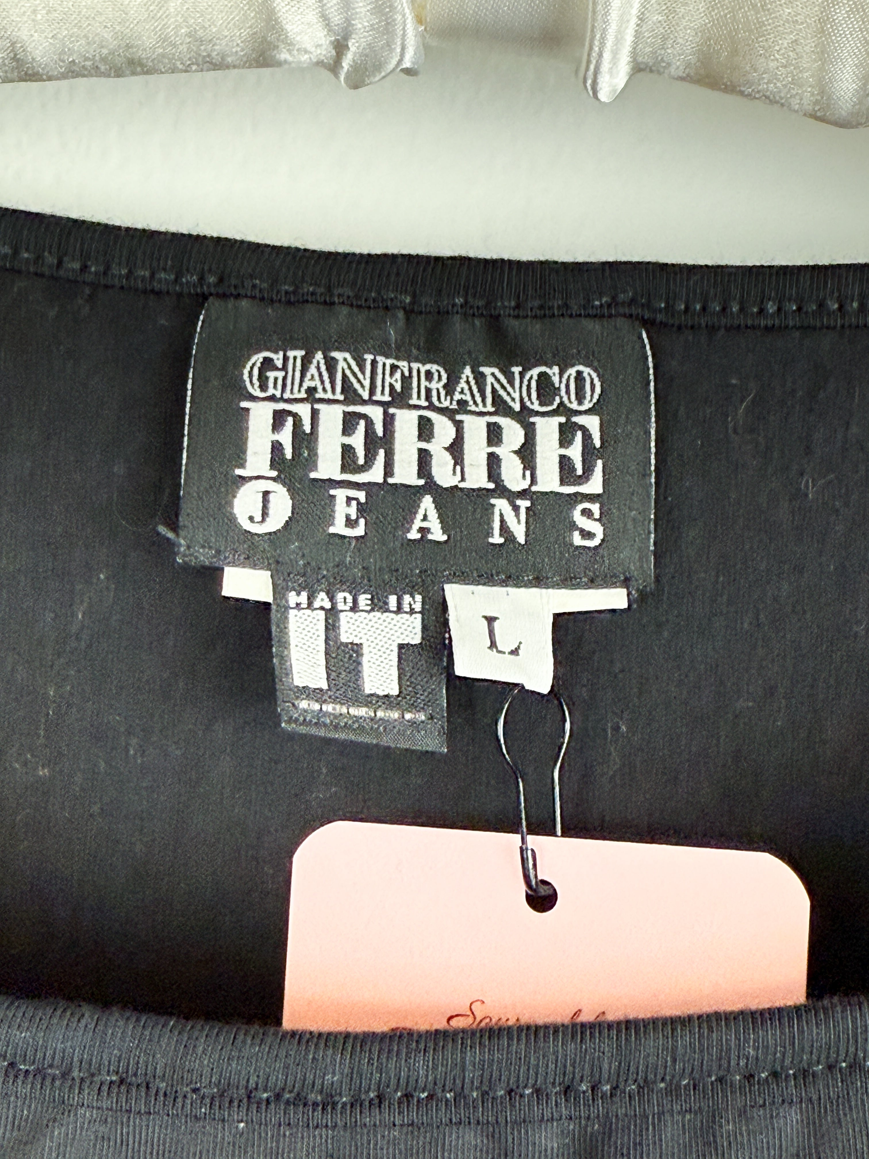 Gianfranco Ferre Jeans 2000s Black Mesh Rhinestone Cuff Top - L